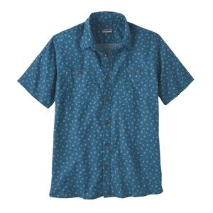 Patagonia Men's Back Step Shirt Blue Short-Sleeve Printed Button-Down Shirt
